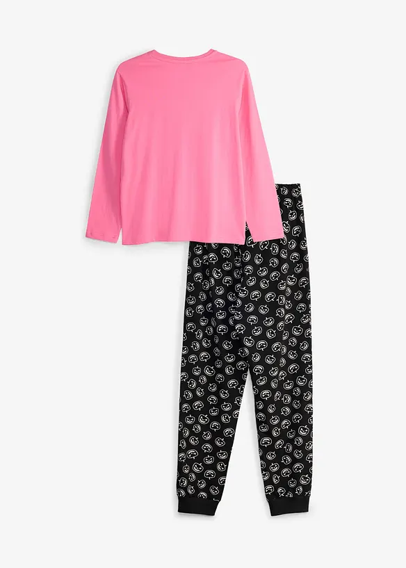 Pyjama aus reiner Bio-Baumwolle (2-tlg. Set) in pink von hinten - bonprix