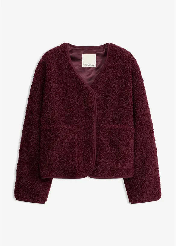 Leicht gefütterte Teddy-Jacke in rot von vorne - bonprix