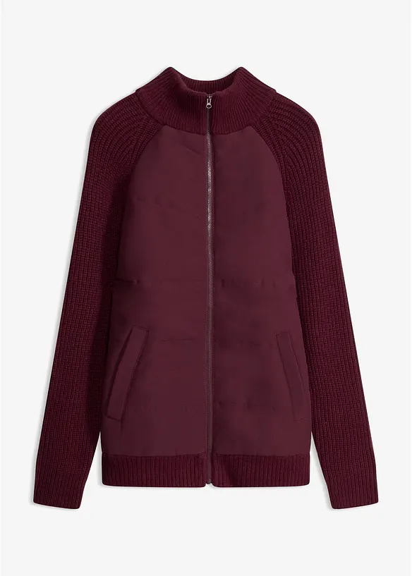 Hybridjacke, Steppjacke mit Strick in rot von vorne - bonprix