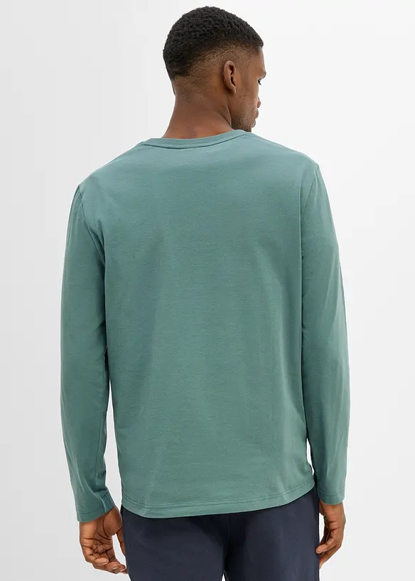 Langarmshirt mit 3D Print aus reiner Bio-Baumwolle (2er Pack) in schwarz von hinten (im Anschnitt) - bonprix