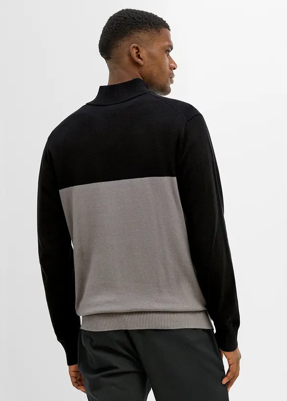 Troyer-Pullover in Regular Fit in schwarz von hinten (im Anschnitt) - bonprix