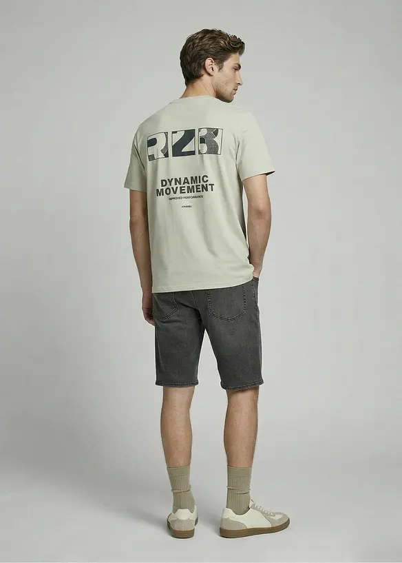 JJ REBEL T-Shirt aus reiner Baumwolle in grau von hinten (im Anschnitt) - JJ REBEL