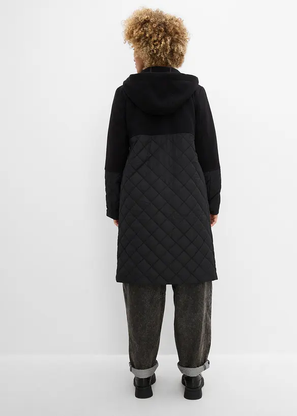 Mantel in Materialmix in schwarz von hinten (Totalaufnahme) - bonprix