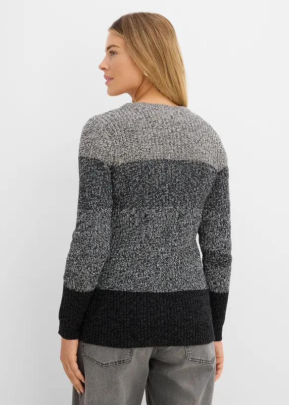 Pullover mit Streifenmuster in grau von hinten (im Anschnitt) - bonprix Pullover mit Streifenmuster in grau von hinten (im Anschnitt) - bonprix