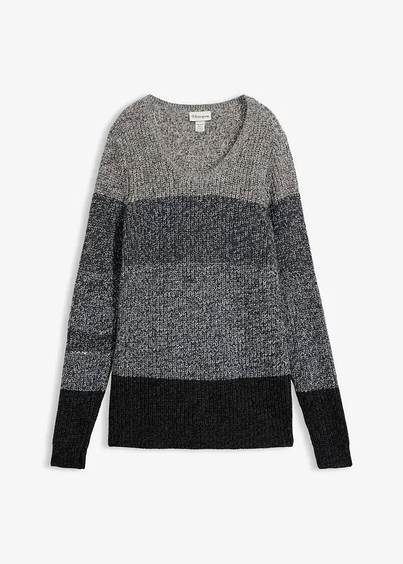 Pullover mit Streifenmuster in grau von vorne - bonprix Pullover mit Streifenmuster in grau von vorne - bonprix