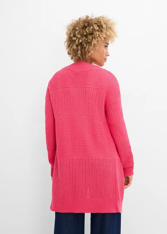 Longstrickjacke in pink von hinten (im Anschnitt) - bonprix
