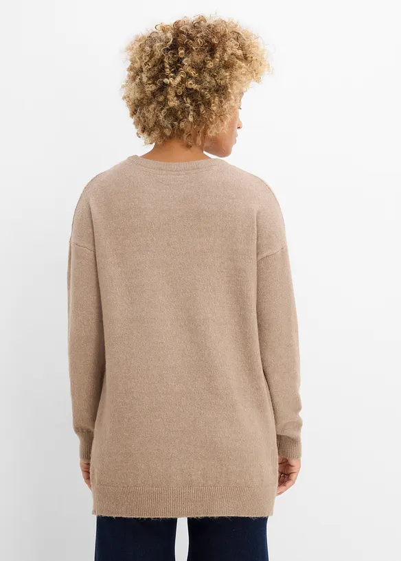 Oversize-Pullover mit Zopfmuster in braun von hinten (im Anschnitt) - bonprix Oversize-Pullover mit Zopfmuster in braun von hinten (im Anschnitt) - bonprix