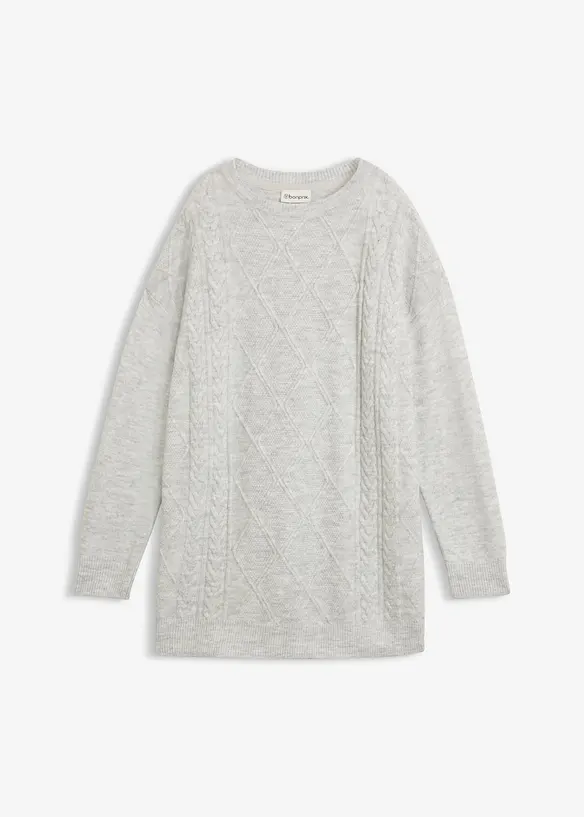 Oversize-Pullover mit Zopfmuster in grau von vorne - bonprix Oversize-Pullover mit Zopfmuster in grau von vorne - bonprix
