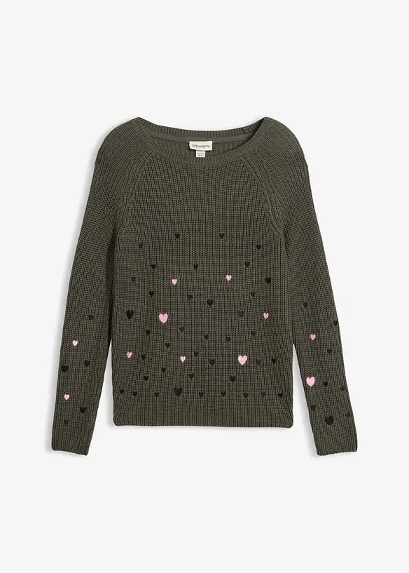 Pullover mit Stickerei in grau von vorne - bonprix Pullover mit Stickerei in grau von vorne - bonprix