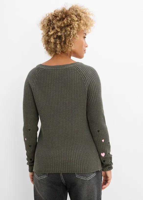 Pullover mit Stickerei in grau von hinten (im Anschnitt) - bonprix Pullover mit Stickerei in grau von hinten (im Anschnitt) - bonprix