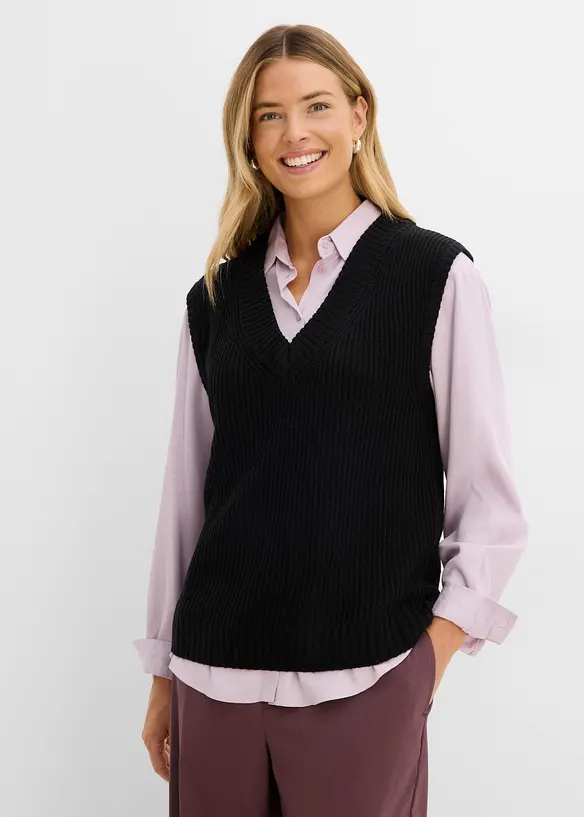 Pullunder in schwarz von vorne (im Anschnitt) - bonprix Pullunder in schwarz von vorne (im Anschnitt) - bonprix