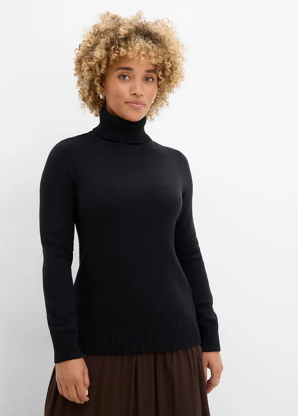 Rollkragenpullover in schwarz von vorne (im Anschnitt) - bonprix