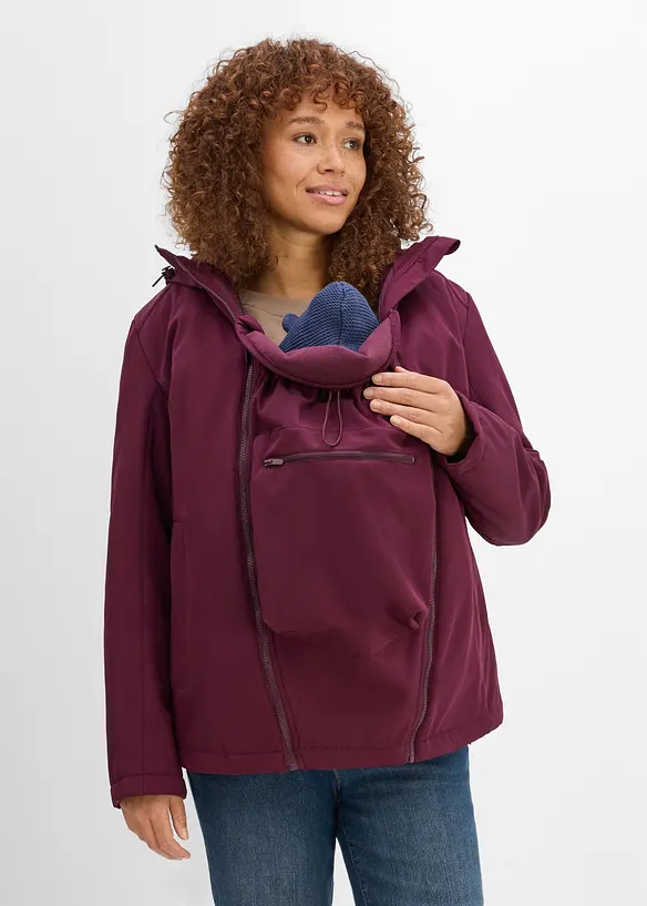 6-in-1 Umstands-Tragejacke mit herausnehmbarer Fleecejacke in rot von vorne (im Anschnitt) - bonprix