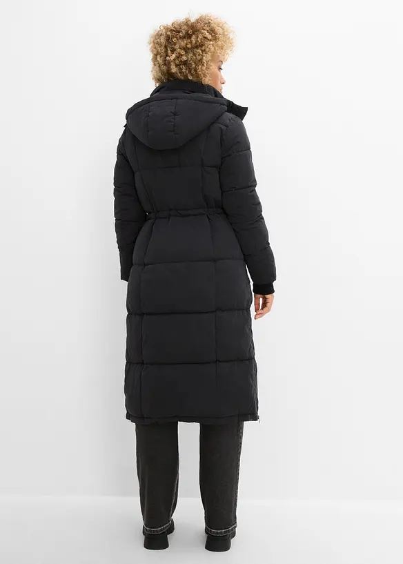 Wintermantel mit seitlichen Reißverschlüssen in schwarz von hinten (Totalaufnahme) - bonprix