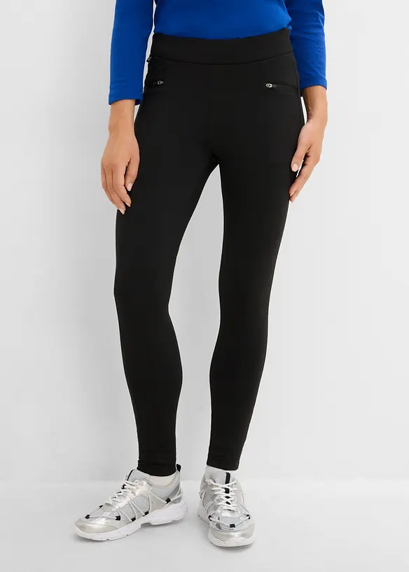 Knöchelfreie Thermo Sport-Leggings, schnelltrocknend in schwarz von vorne - bonprix Knöchelfreie Thermo Sport-Leggings, schnelltrocknend in schwarz von vorne - bonprix