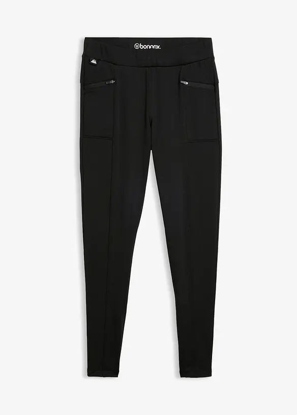 Knöchelfreie Thermo Sport-Leggings, schnelltrocknend in schwarz von vorne - bonprix Knöchelfreie Thermo Sport-Leggings, schnelltrocknend in schwarz von vorne - bonprix