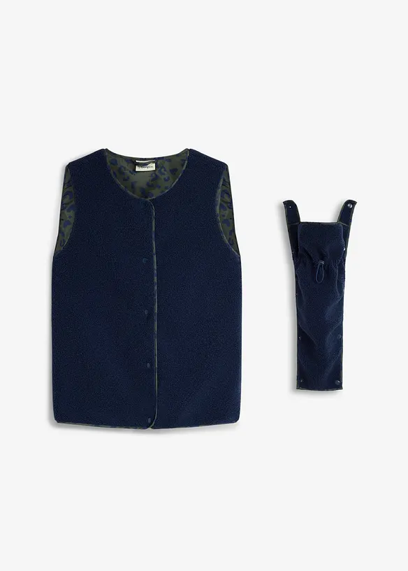 2-in-1 weiche Umstands-und Trageweste aus Teddyfleece (2-tlg. Set) in blau von vorne - bonprix