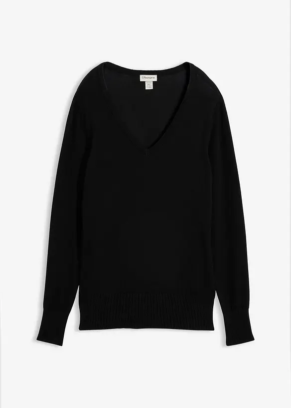 Feinstrickpullover in schwarz von vorne - bonprix