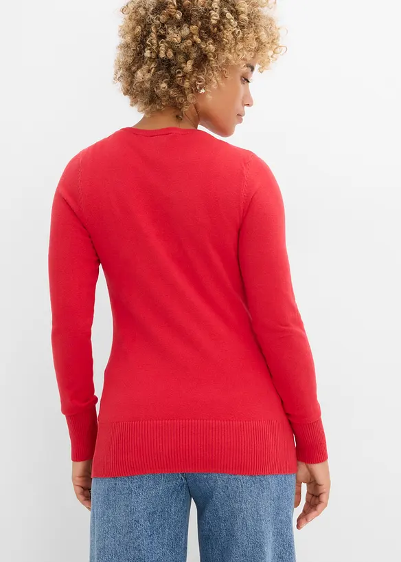 Feinstrickpullover in rot von hinten (im Anschnitt) - bonprix