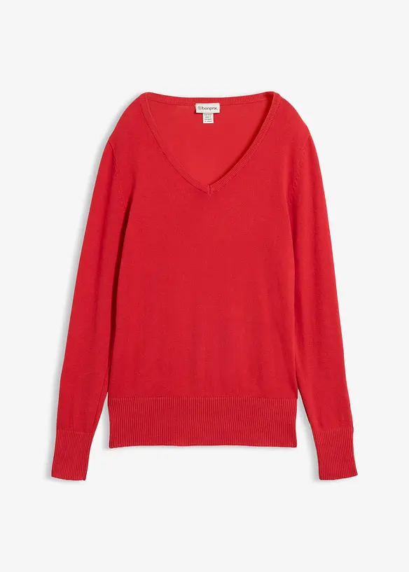 Feinstrickpullover in rot von vorne - bonprix