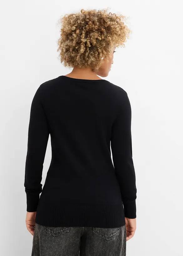 Feinstrickpullover in schwarz von hinten (im Anschnitt) - bonprix