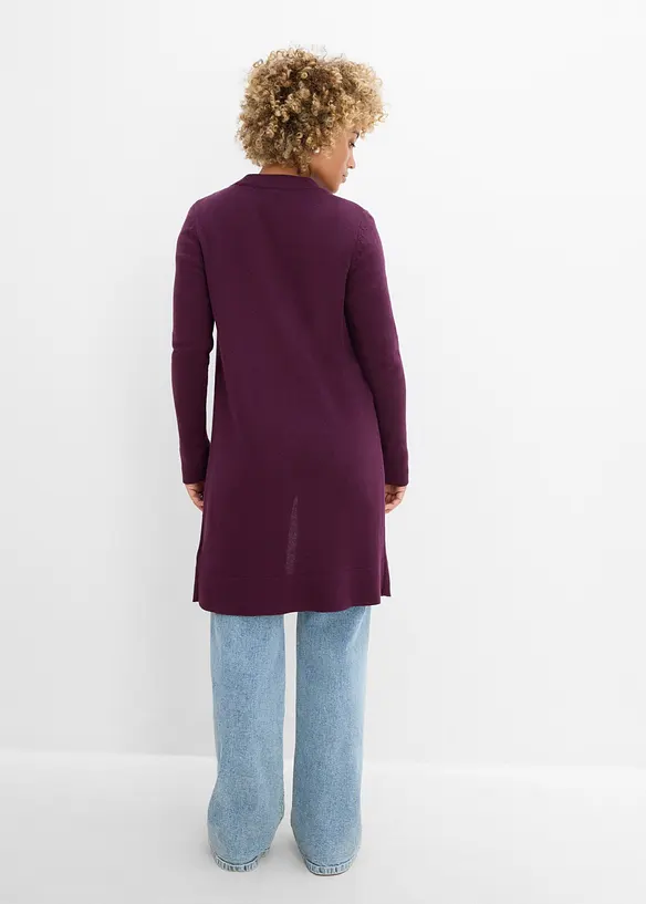 Longstrickjacke, Langarm in lila von hinten (im Anschnitt) - bonprix Longstrickjacke, Langarm in lila von hinten (im Anschnitt) - bonprix
