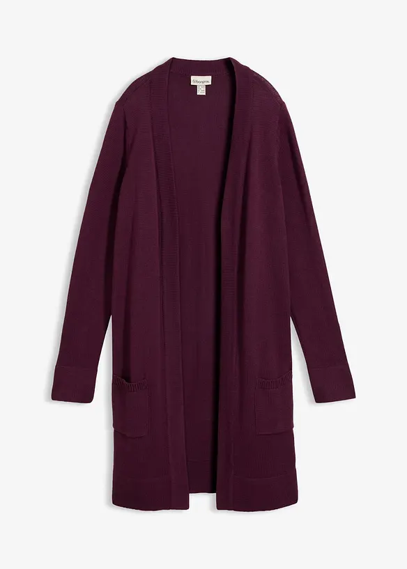 Longstrickjacke, Langarm in lila von vorne - bonprix Longstrickjacke, Langarm in lila von vorne - bonprix