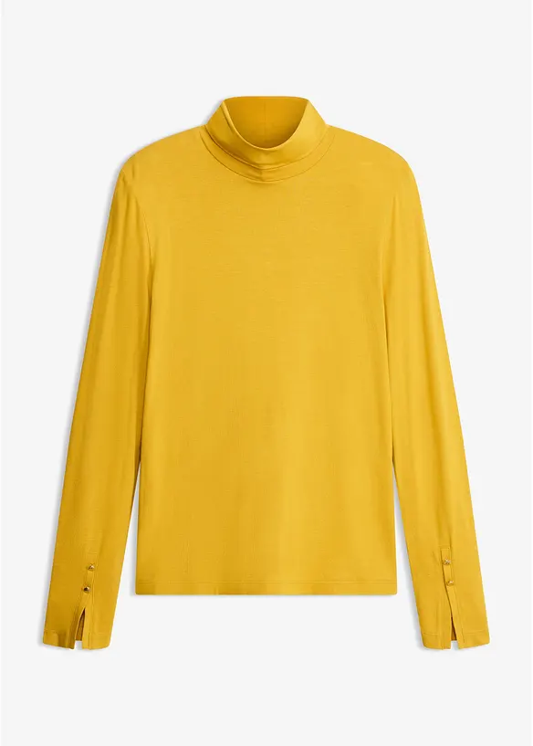 Rollkragenshirt mit dekorativen Knöpfen in gelb von vorne - bonprix Rollkragenshirt mit dekorativen Knöpfen in gelb von vorne - bonprix