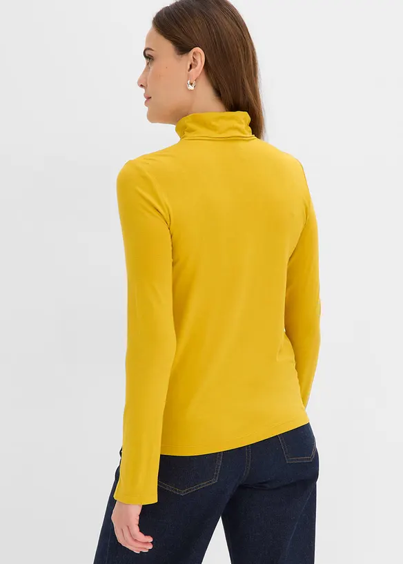 Rollkragenshirt mit dekorativen Knöpfen in gelb von hinten (im Anschnitt) - bonprix Rollkragenshirt mit dekorativen Knöpfen in gelb von hinten (im Anschnitt) - bonprix