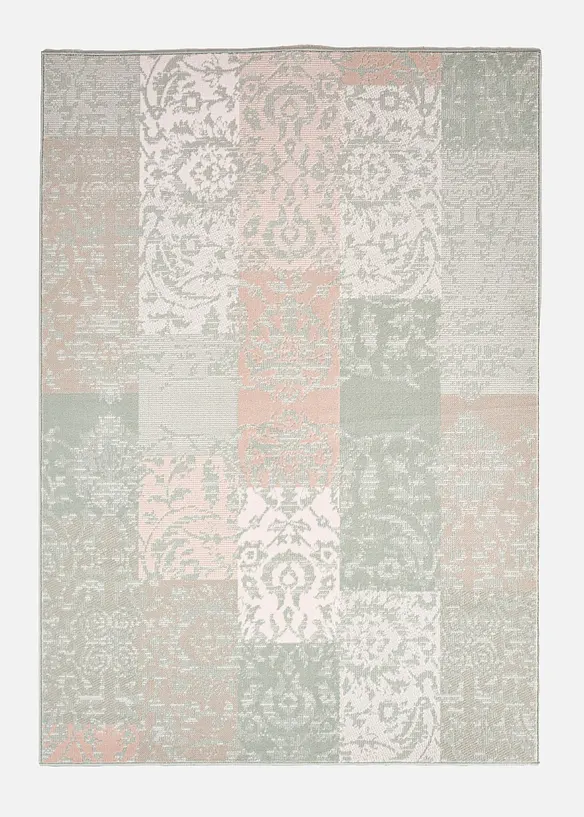 Teppich in Patchworkoptik in grün von vorne - bonprix