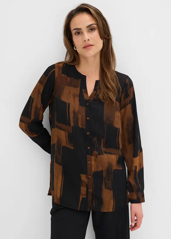 Longbluse mit V-Ausschnitt in braun von vorne (im Anschnitt) - bonprix Longbluse mit V-Ausschnitt in braun von vorne (im Anschnitt) - bonprix