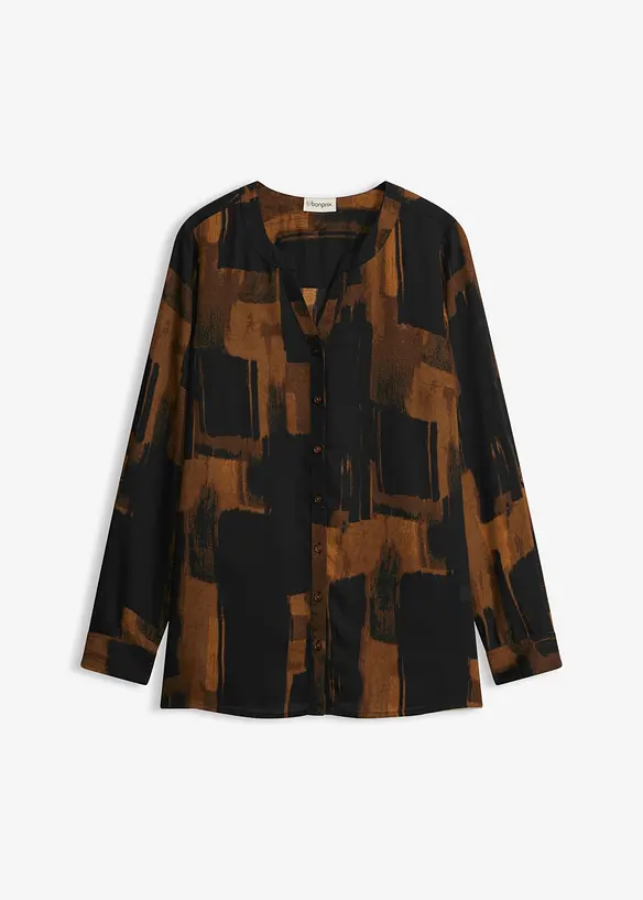 Longbluse mit V-Ausschnitt in braun von vorne - bonprix Longbluse mit V-Ausschnitt in braun von vorne - bonprix