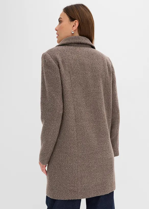 Kurzmantel aus softem Bouclé in braun von hinten (Totalaufnahme) - bonprix