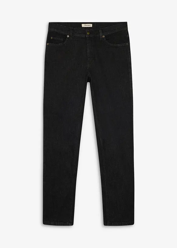Regular-Fit-Jeans, Straight in schwarz von vorne - bonprix