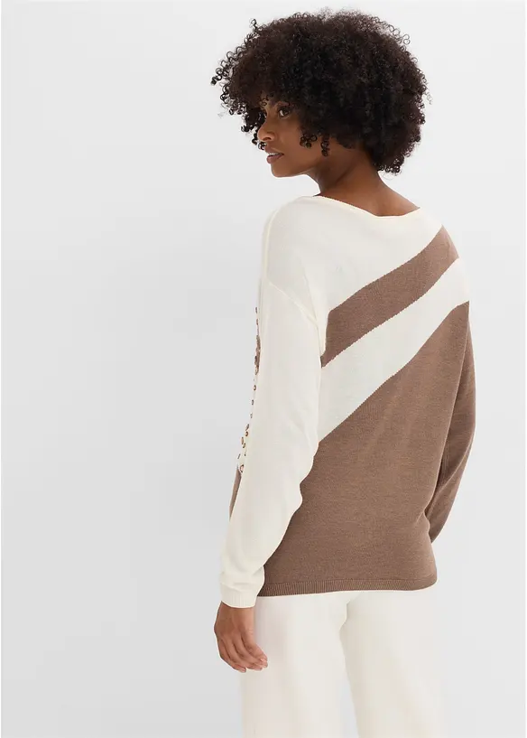 Longpullover mit Applikation in braun von hinten (im Anschnitt) - bonprix Longpullover mit Applikation in braun von hinten (im Anschnitt) - bonprix