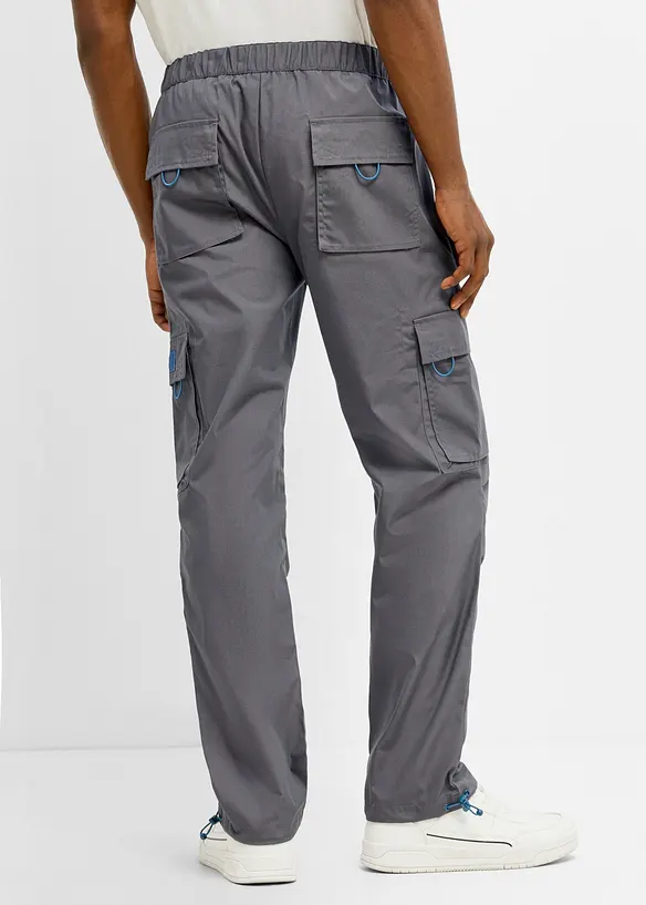 Relaxed Fit Schlupf-Cargohose, Straight in grau von hinten - bonprix
