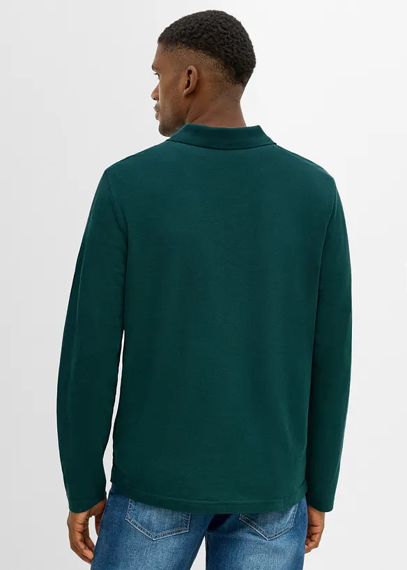 Poloshirt aus robustem Piqué in grün von hinten (im Anschnitt) - bonprix