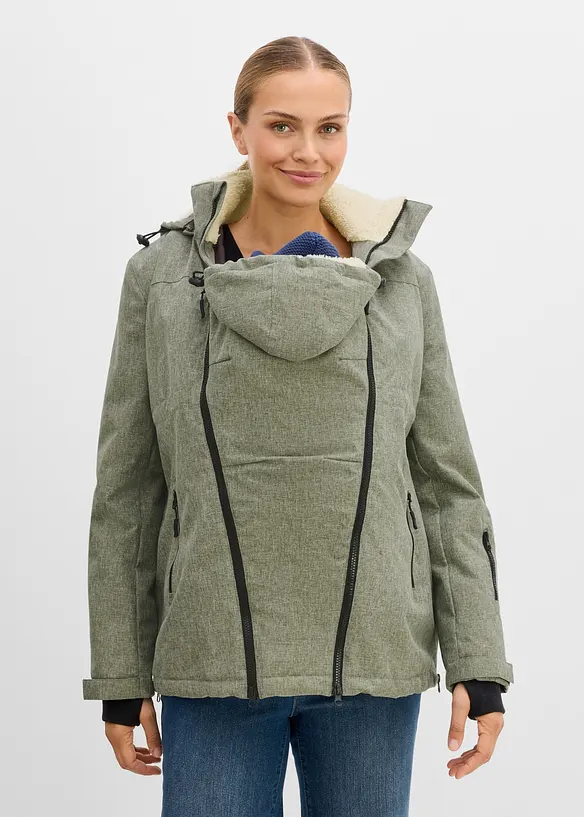 Kuschelige 3-in-1 Umstandsjacke und Tragejacke in grün von vorne (im Anschnitt) - bonprix Kuschelige 3-in-1 Umstandsjacke und Tragejacke in grün von vorne (im Anschnitt) - bonprix