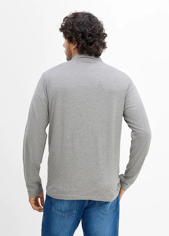 Polo-Langarmshirt mit Brusttasche (2er Pack) in petrol von hinten (im Anschnitt) - bonprix