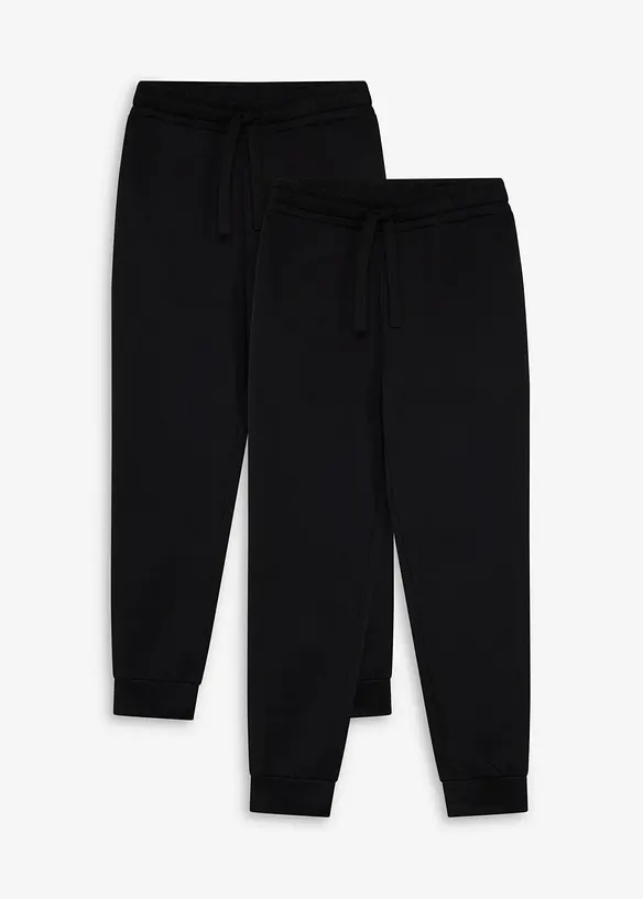 Regular Fit Jogginghose, Straight  (2er Pack) in schwarz von vorne - bonprix
