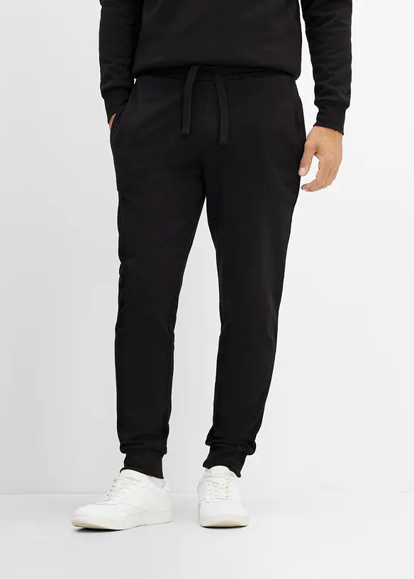 Regular Fit Jogginghose, Straight  (2er Pack) in schwarz von vorne - bonprix