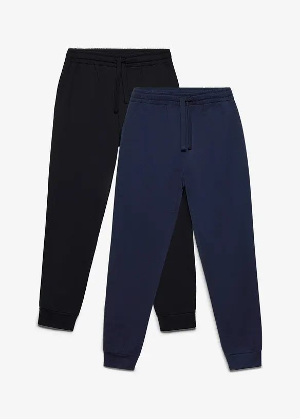 Regular Fit Jogginghose, Straight  (2er Pack) in blau von vorne - bonprix