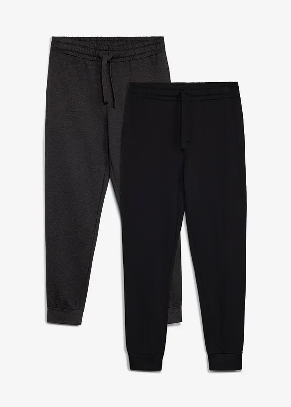 Regular Fit Jogginghose, Straight  (2er Pack) in grau von vorne - bonprix