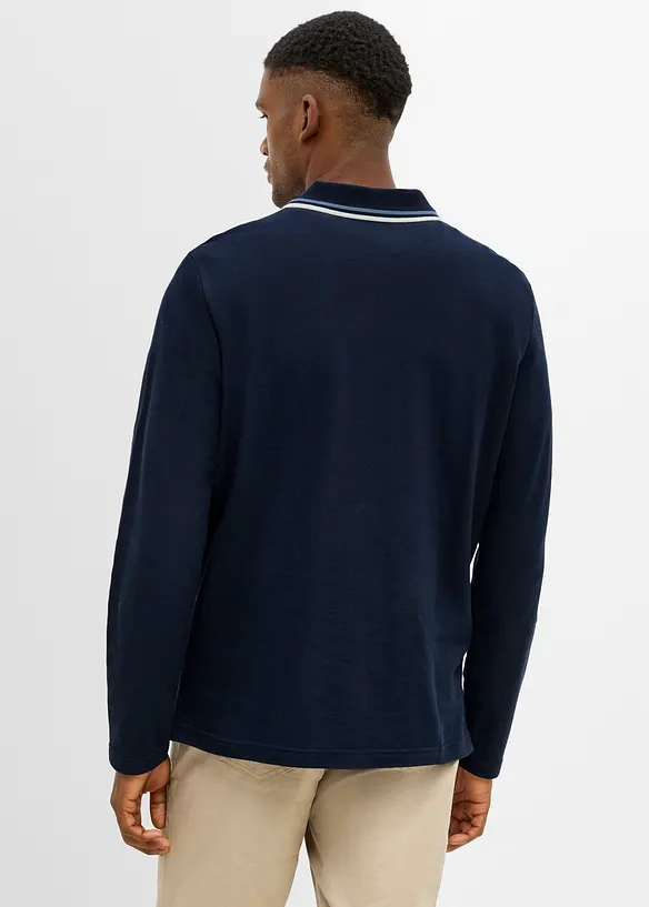 Poloshirt aus reiner Bio-Baumwolle (2er Pack) in blau von hinten (im Anschnitt) - bonprix