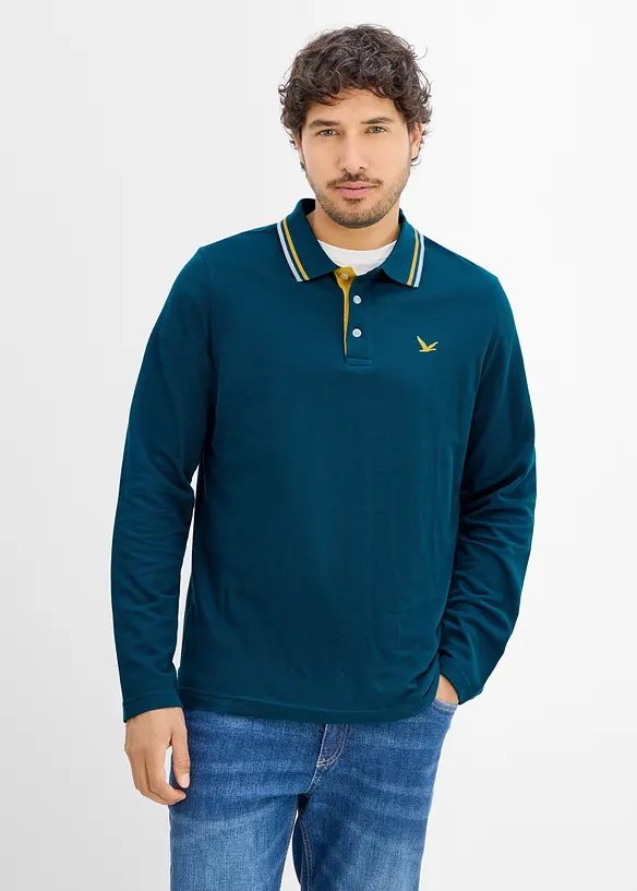 Poloshirt in Regular Fit (2er Pack) in petrol von vorne (im Anschnitt) - bonprix