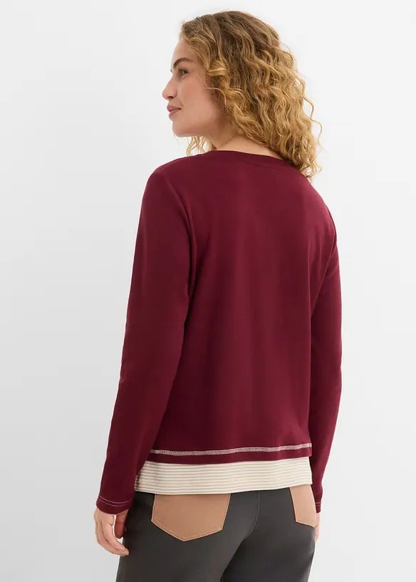 Baumwoll-Langarmshirt, 2 in 1-Optik in rot von hinten (im Anschnitt) - bonprix Baumwoll-Langarmshirt, 2 in 1-Optik in rot von hinten (im Anschnitt) - bonprix
