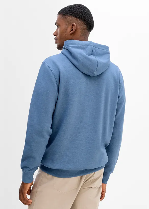 Hoodie aus weichem Baumwoll-Mix in blau von hinten (im Anschnitt) - bonprix