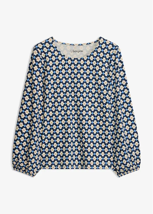 Langarmshirt in blau von vorne - bonprix