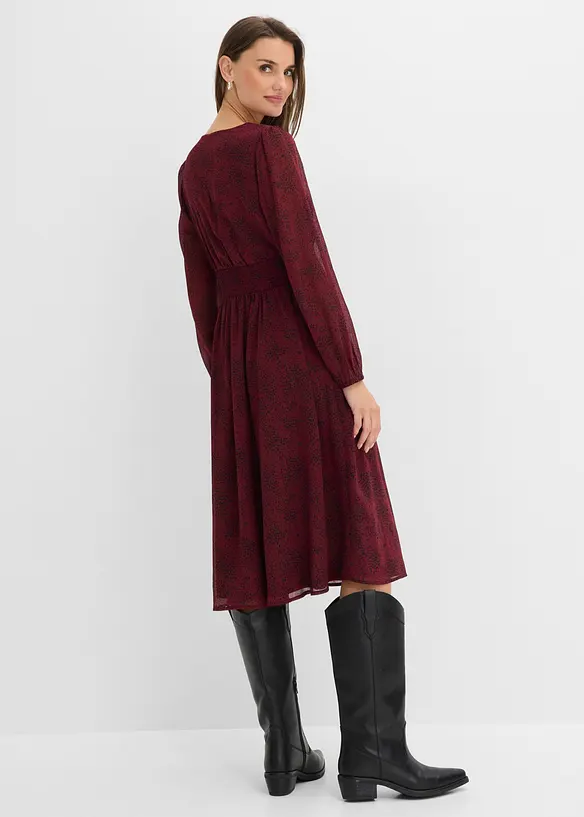 Chiffonkleid mit elastischem Bund in rot von hinten (Totalaufnahme) - bonprix Chiffonkleid mit elastischem Bund in rot von hinten (Totalaufnahme) - bonprix
