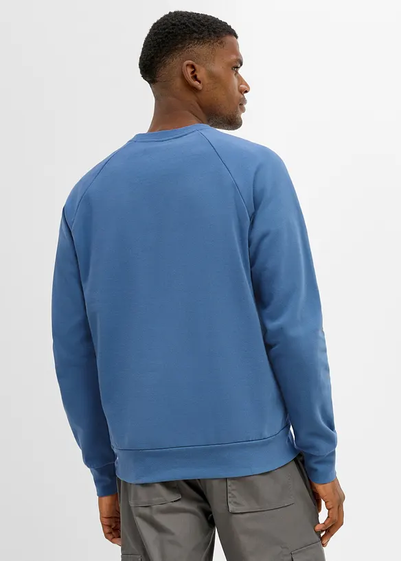 Sweatshirt aus weichem Baumwoll-Mix in blau von hinten (im Anschnitt) - bonprix